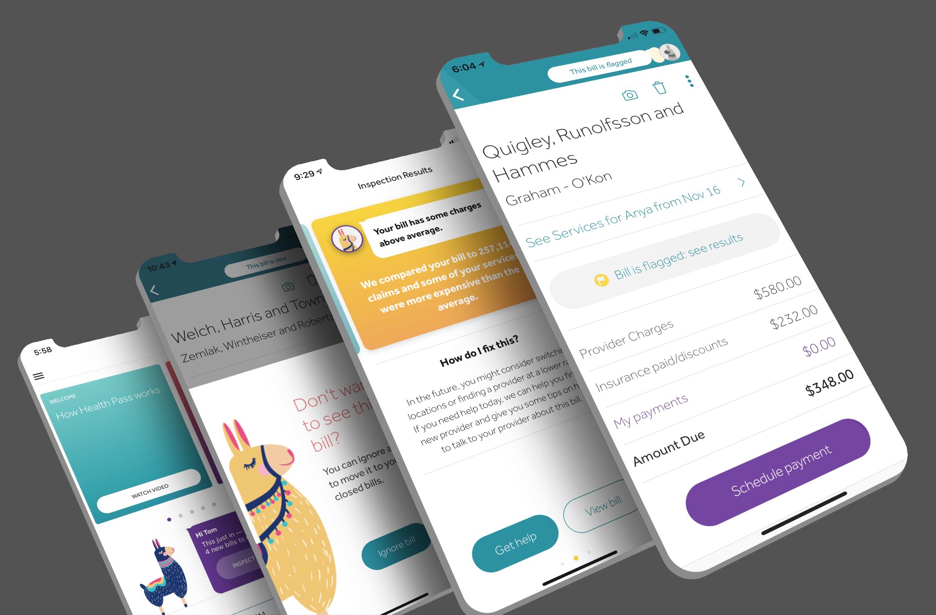 Health Pass — Consumer medical bill-pay app with a unique AI-driven bill review feature.